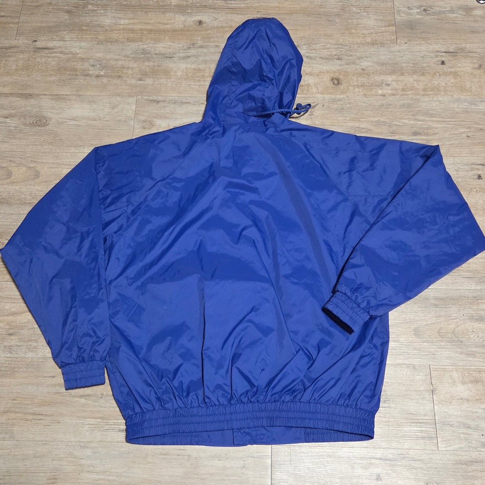 Vintage Six Flags Windbreaker Jacket Blue Size Small Embroidered Logo Hooded New - Picture 3 of 9